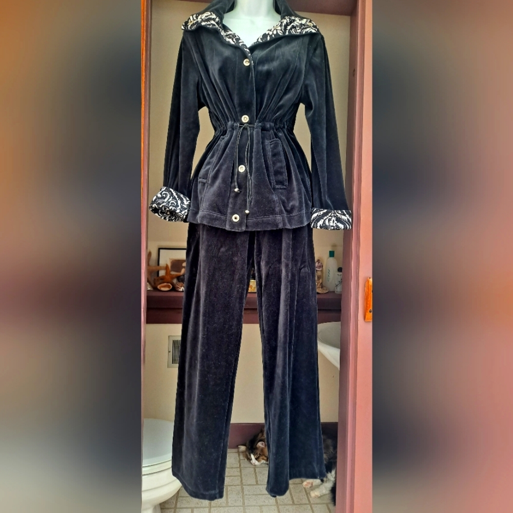 DRAPERS and DAMONS Black & White Track Suit Joggers Outfit French Terry Separate